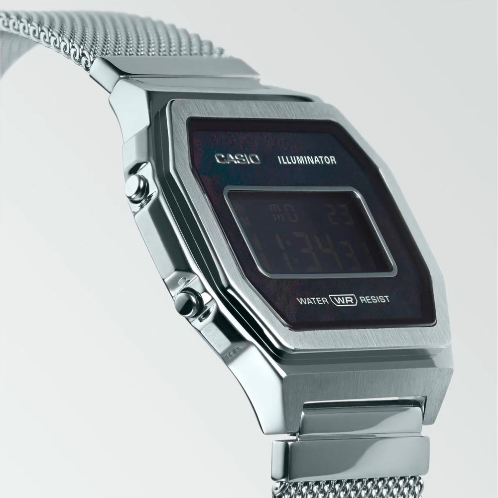 Reloj Casio Vintage A1000M-1BEF Caja Metálica Plata Correa Milanese - Dando la Hora