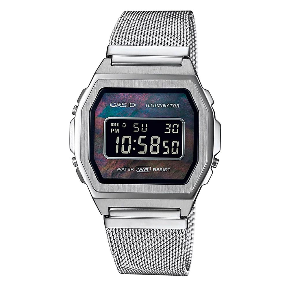 Reloj Casio Vintage A1000M-1BEF Caja Metálica Plata Correa Milanese - Dando la Hora