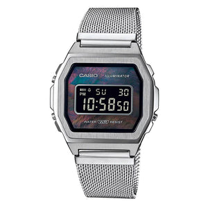 Reloj Casio Vintage A1000M-1BEF Caja Metálica Plata Correa Milanese - Dando la Hora