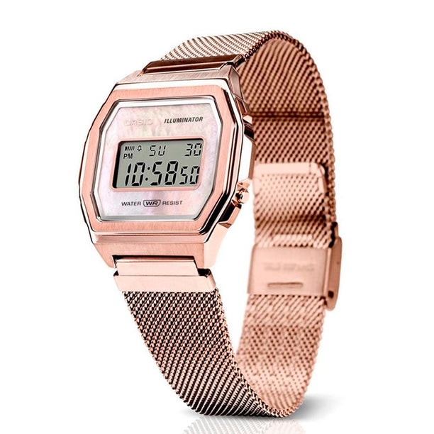 Reloj Casio Vintage A1000MCG-9 Caja Metálica Rosa Nácar - Dando la Hora