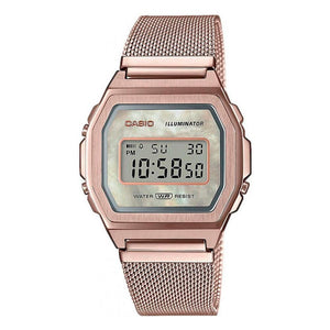 Reloj Casio Vintage A1000MCG-9 Caja Metálica Rosa Nácar - Dando la Hora