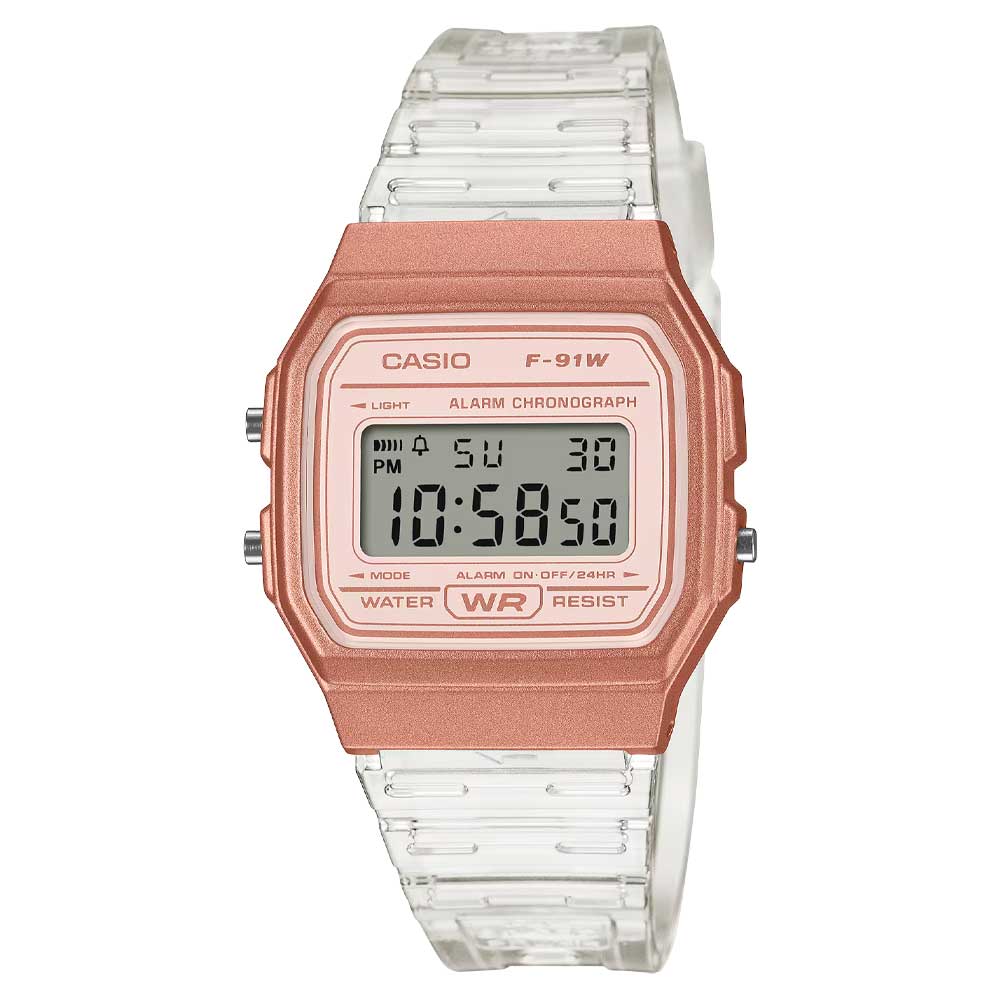 Reloj Casio Vintage F-91WS-7A3 Rosado Transparente