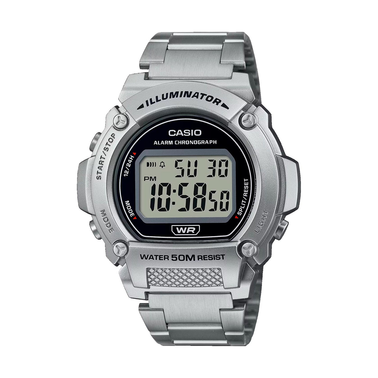 Reloj Casio Vintage W-219HD-1AV Correa Metálica Digital