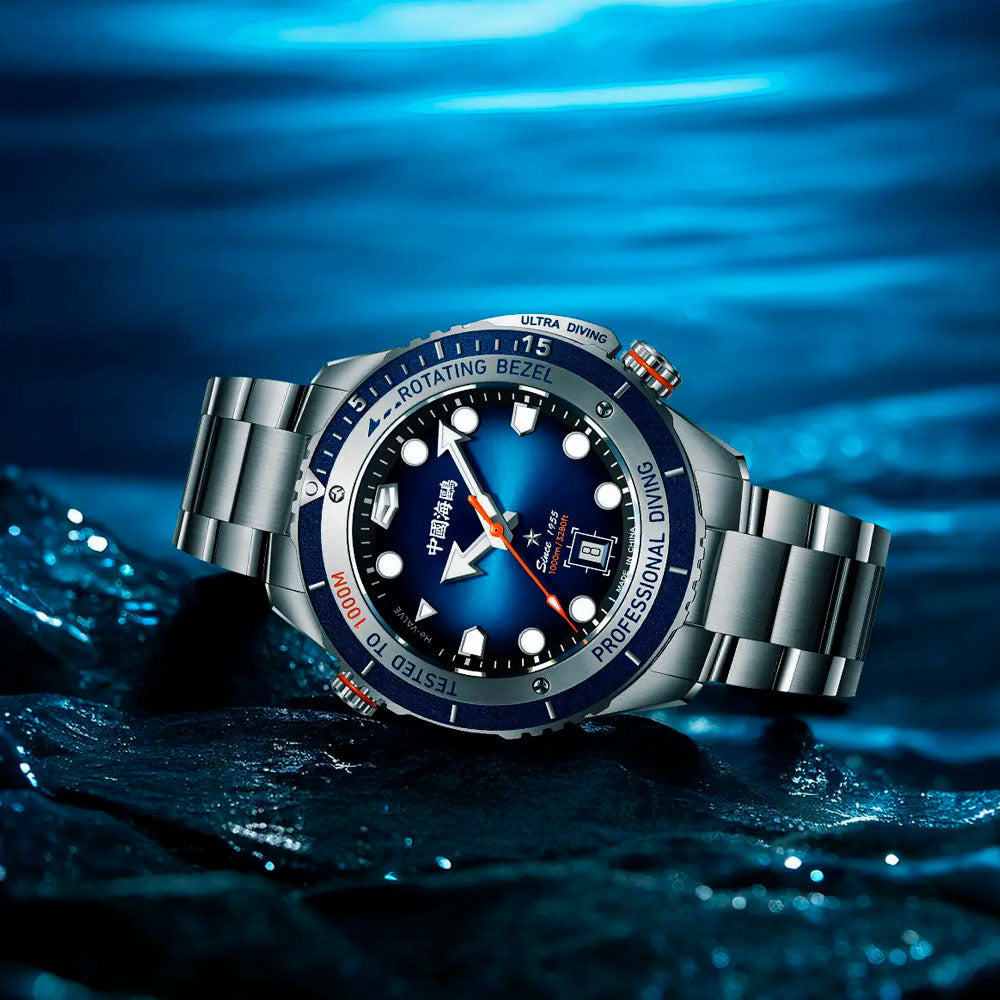 Reloj Sea-Gull Deep Sea 816.37.1217 Automático Divers 1000mt Azul 45mm