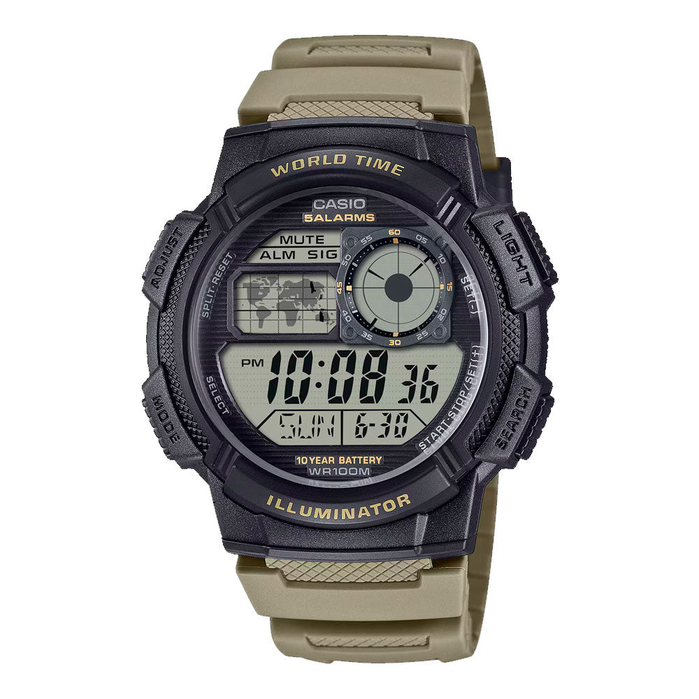 Reloj World Time Casio Vintage AE-1000W-5AV Café