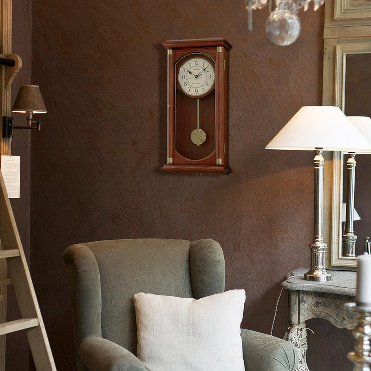 Reloj de Pared Seiko Clocks QXH039BLH de Roble con Péndulo