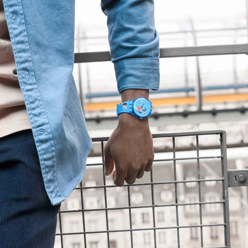 Reloj Swatch New Gent Kandinsky Blue Sky  SUOZ342 41mm
