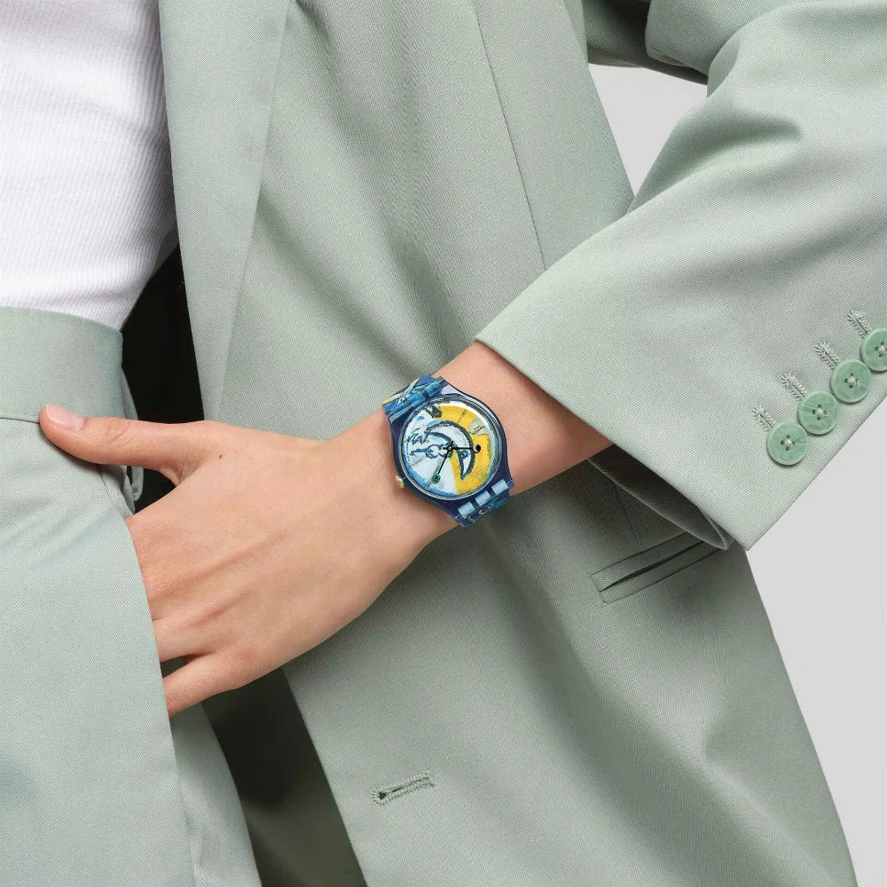 Reloj Swatch Chagall's Blue Circus SUOZ365 41mm