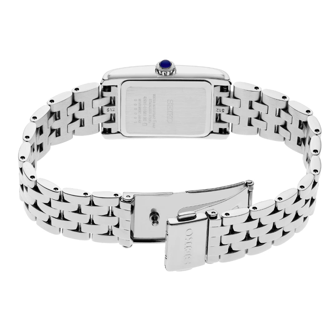Reloj Seiko Tank SWR083 Cuarzo Plateado Correa de Acero