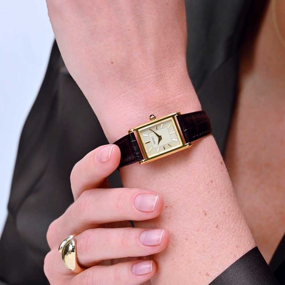 Reloj Seiko Tank Essentials SWR110 Dorado Made in Japan Mini