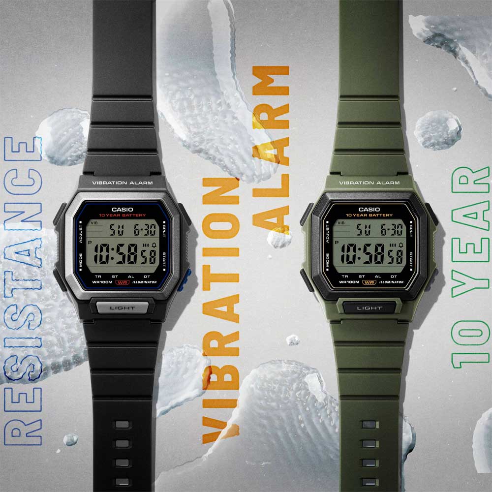 Reloj Casio Vintage Vibration Alarm W-738H-1A 10 Años de Batería