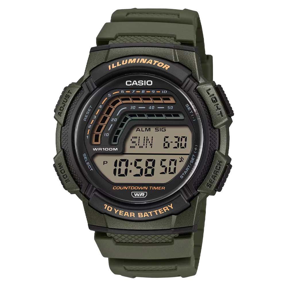 Reloj Casio Vintage Countdown Timer WS-1800-3A 10 Años de Pila