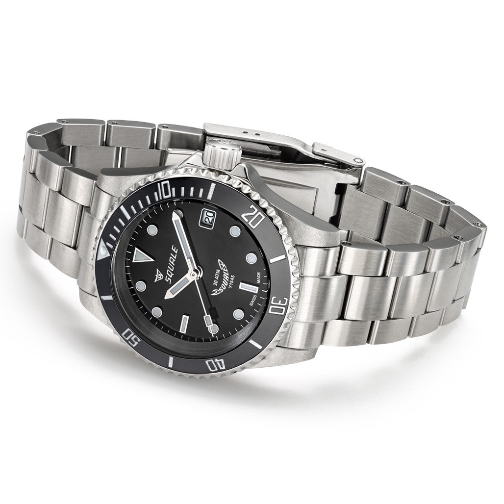 Reloj de buceo Squale Y1545SILVE.AC Negro 40 mm