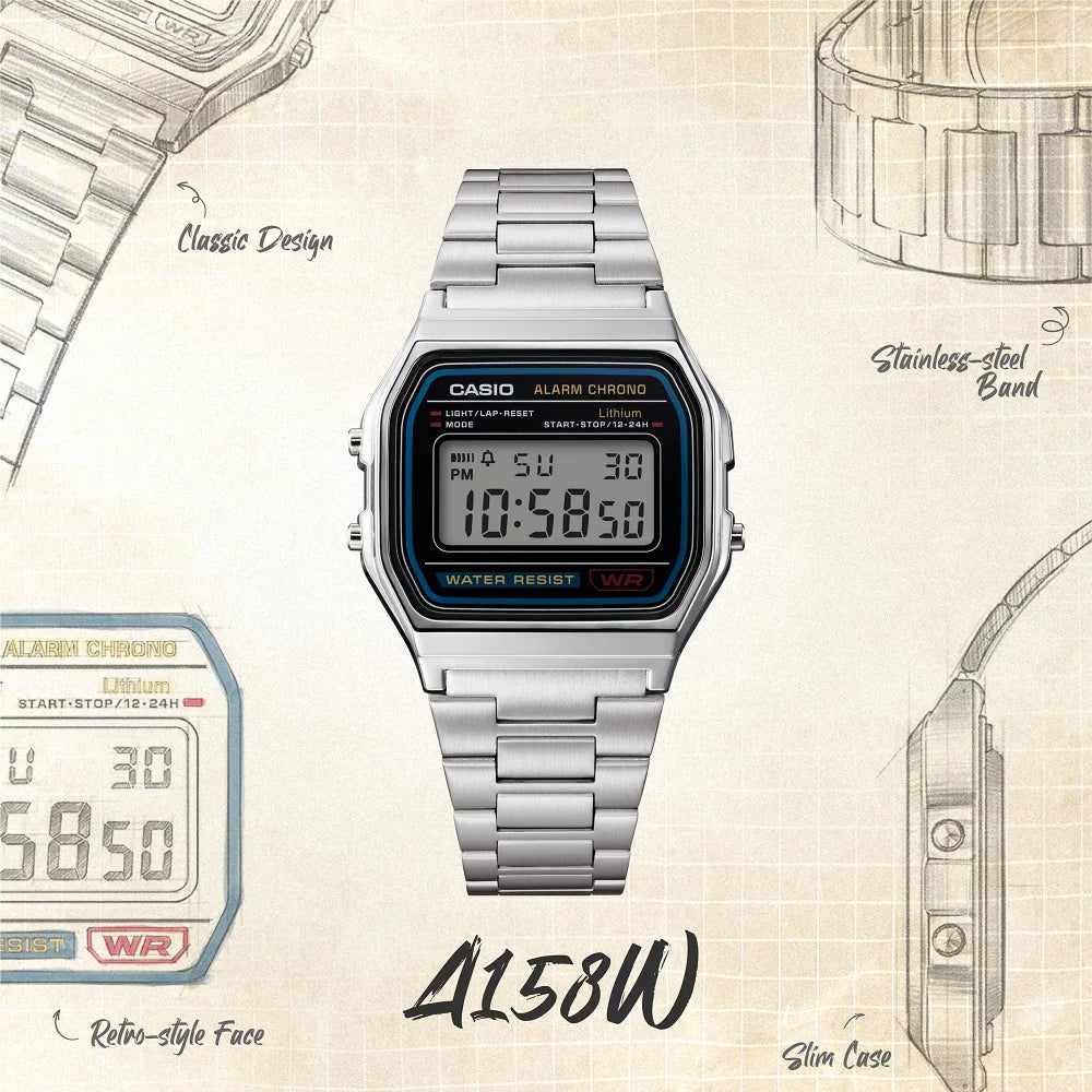 Reloj Casio Vintage A158WA-1DF Azul/Plateado