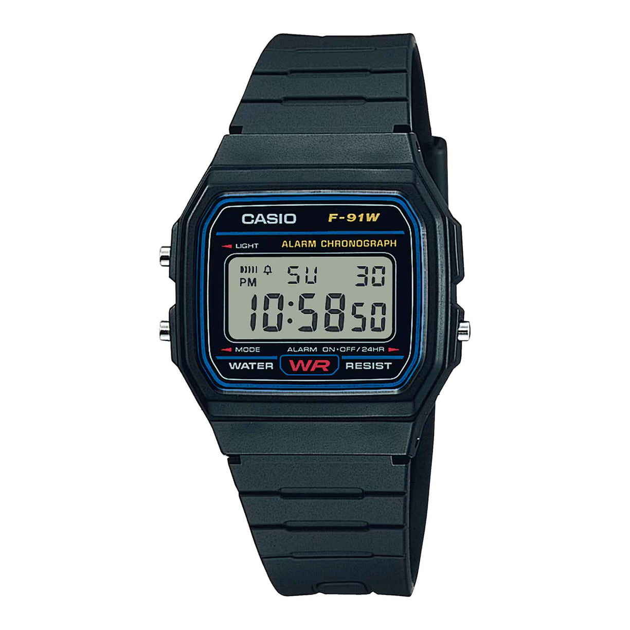 Reloj Casio Vintage F-91W-1DG Clásico Líneas Azules