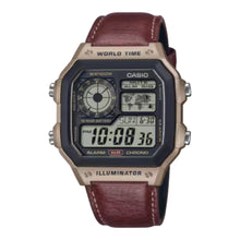 Reloj World Time Royale Casio Vintage AE-1200WHL-5A Correa de Cuero