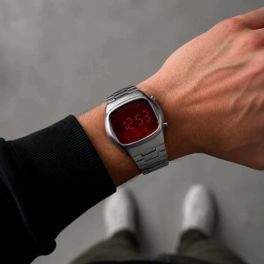 Reloj Benly Design RedLine Silver Red Digital Acero Completo