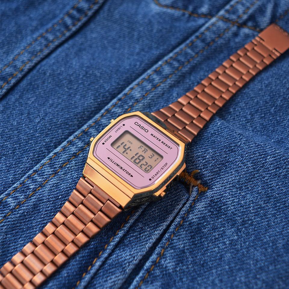 Reloj Casio Vintage A168WECM-5DF Rosado / Dorado