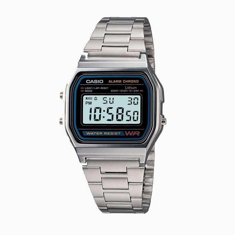 945 Multitud impresión Reloj Casio Vintage A158WA-1DF Azul/Plateado - Dando la Hora - Dando La Hora