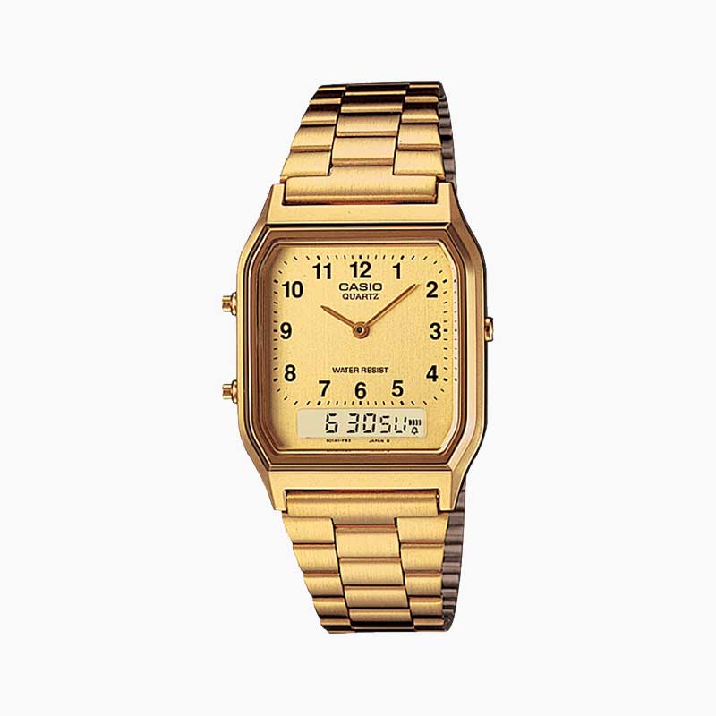 Comportamiento modo reembolso Reloj Casio Vintage AQ-230GA Dorado Numérico - Dando la Hora - Dando La Hora