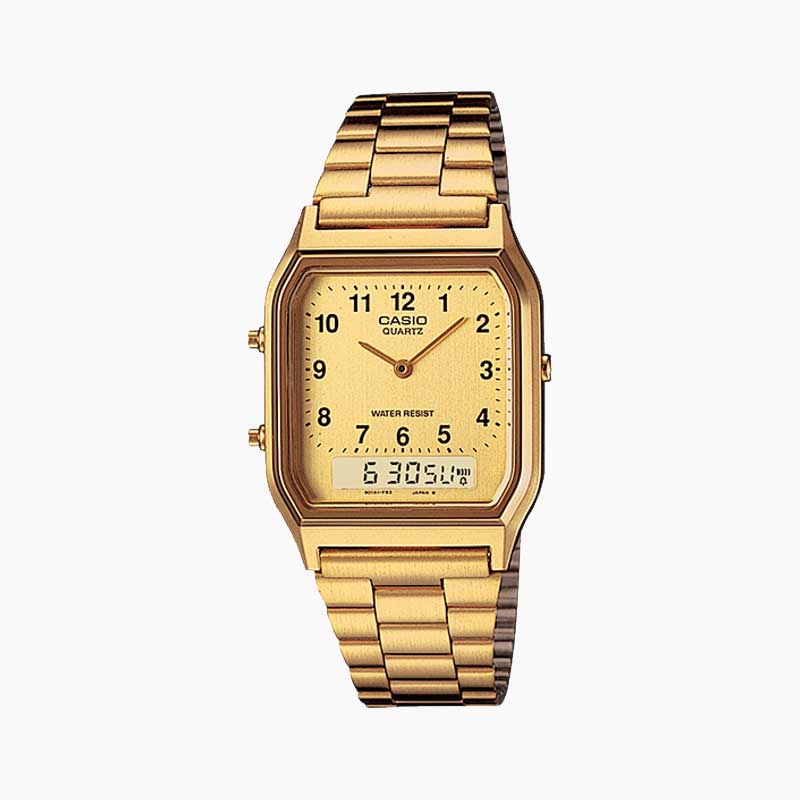 Reloj Vintage Casio AQ-230GA Análogo/Digital Metálico Dorado Numérico