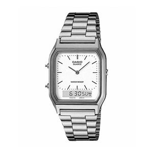 Reloj Vintage Casio AQ-230A Análogo/Digital Metálico Plateado Flat Dial