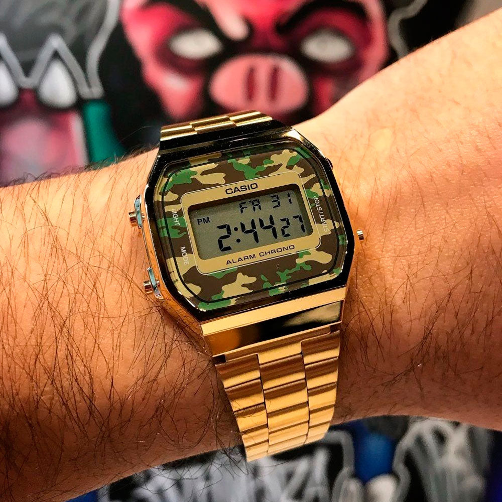 RELOJ CASIO RETRO DORADO CAMUFLAJE