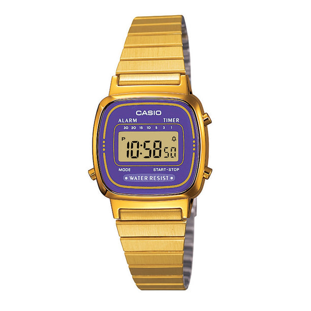 Reloj Vintage Casio LA670WGA-6DF Digital Metálico Morado/Dorado