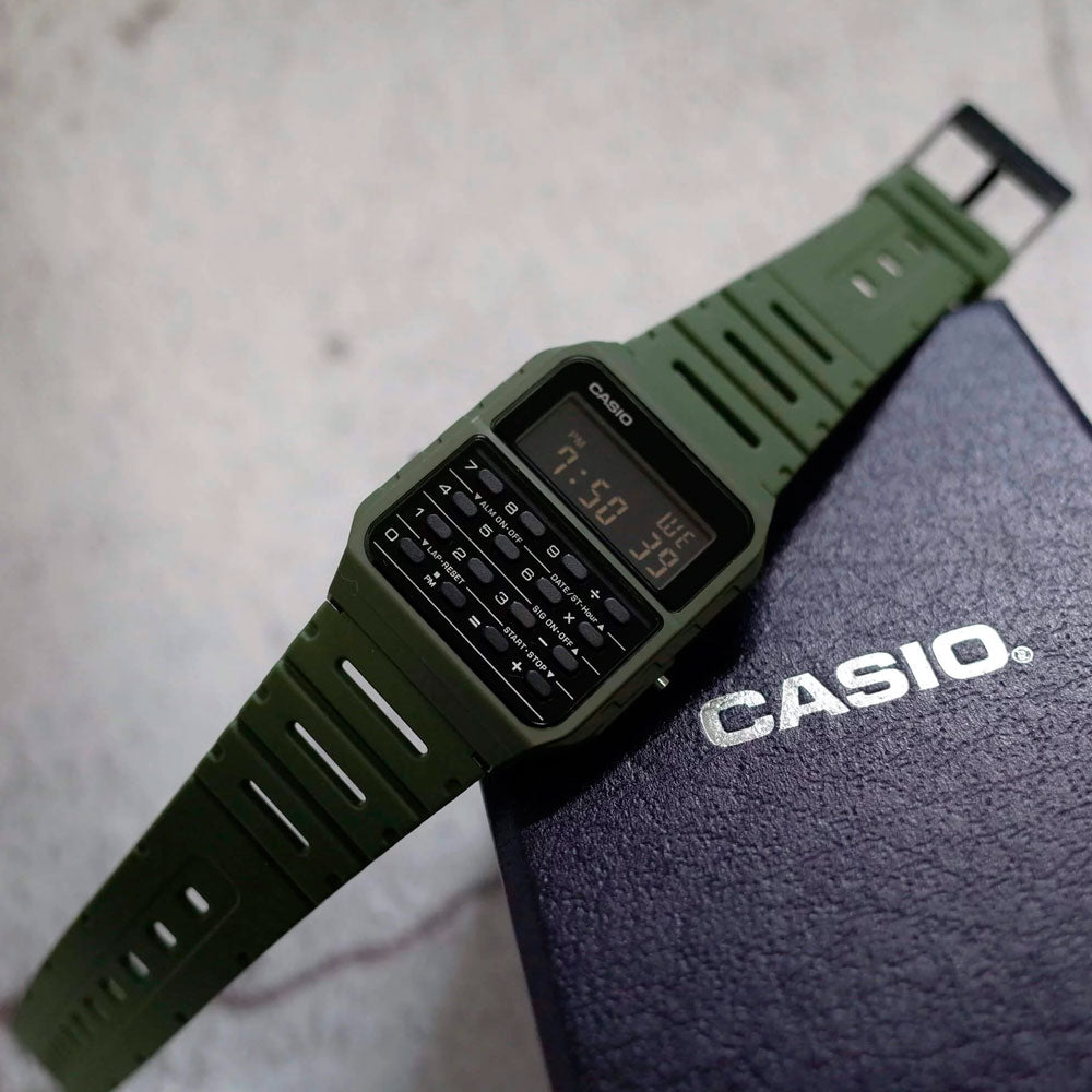 Reloj Calculadora Casio Vintage CA-53WF-3BCF Verde Pantalla Negativa [EXCLUSIVO]