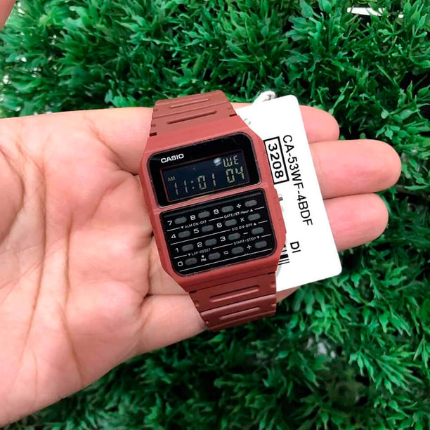 Reloj Calculadora Casio Vintage CA-53WF-4BDF Rojo Pantalla Negativa