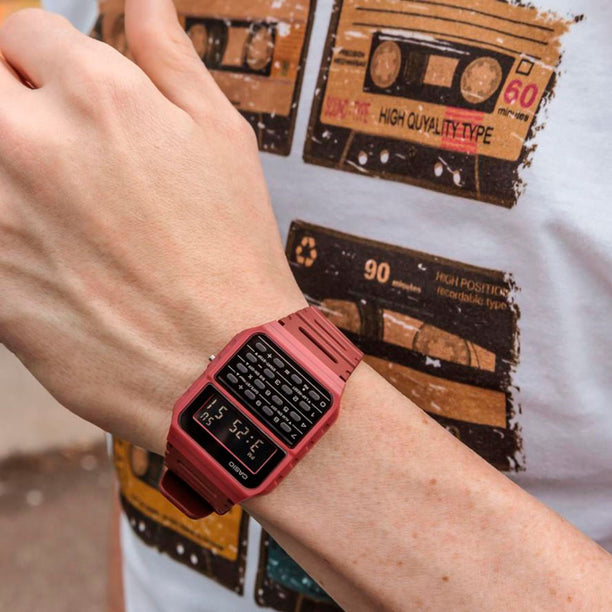 Reloj Calculadora Casio Vintage CA-53WF-4BDF Rojo Pantalla Negativa