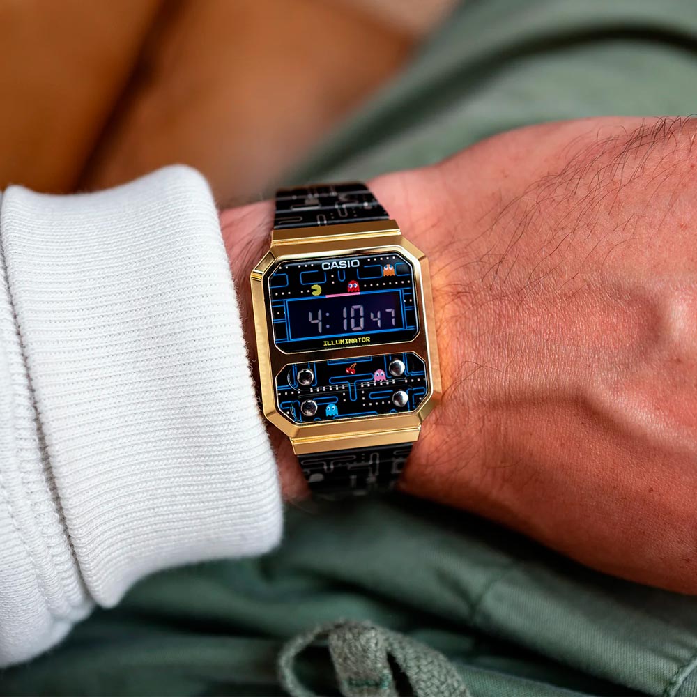 Reloj Casio Vintage A100WEPC-1BDR Pac-Man Bandai Dando la Hora
