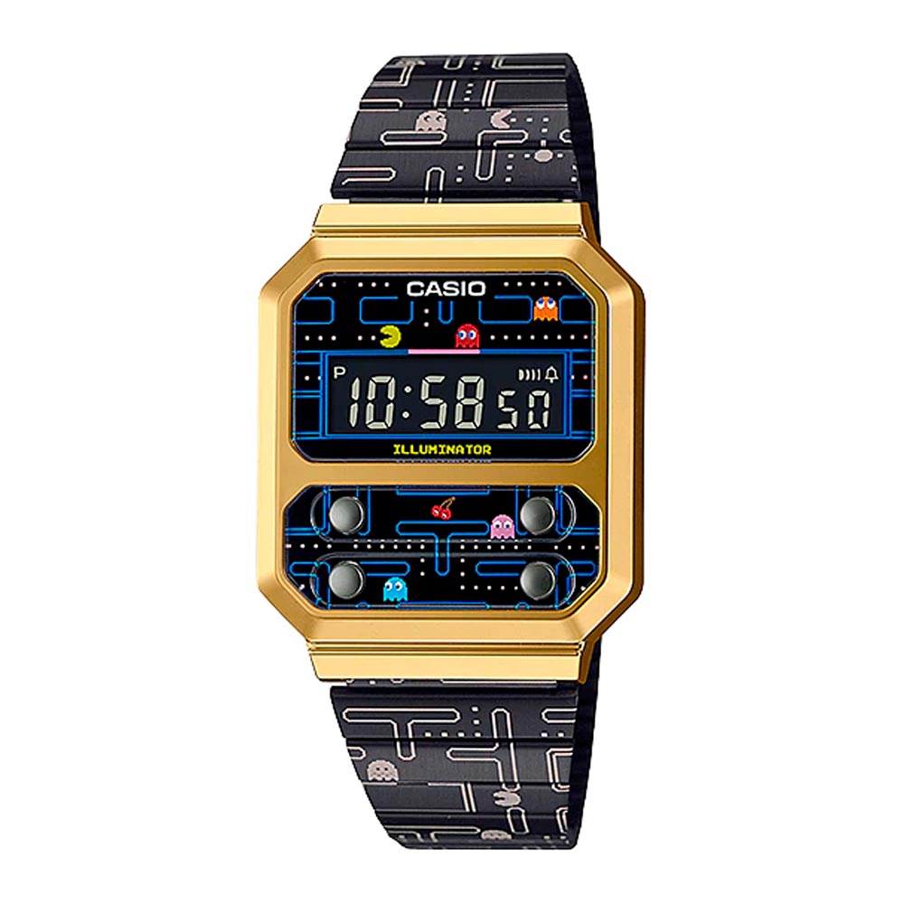 Reloj Casio Vintage A100WEPC 1BDR Pac Man Bandai Dando la Hora