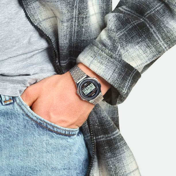 Reloj Casio Vintage A171WE-1ADF Circular Plateado - Dando la Hora