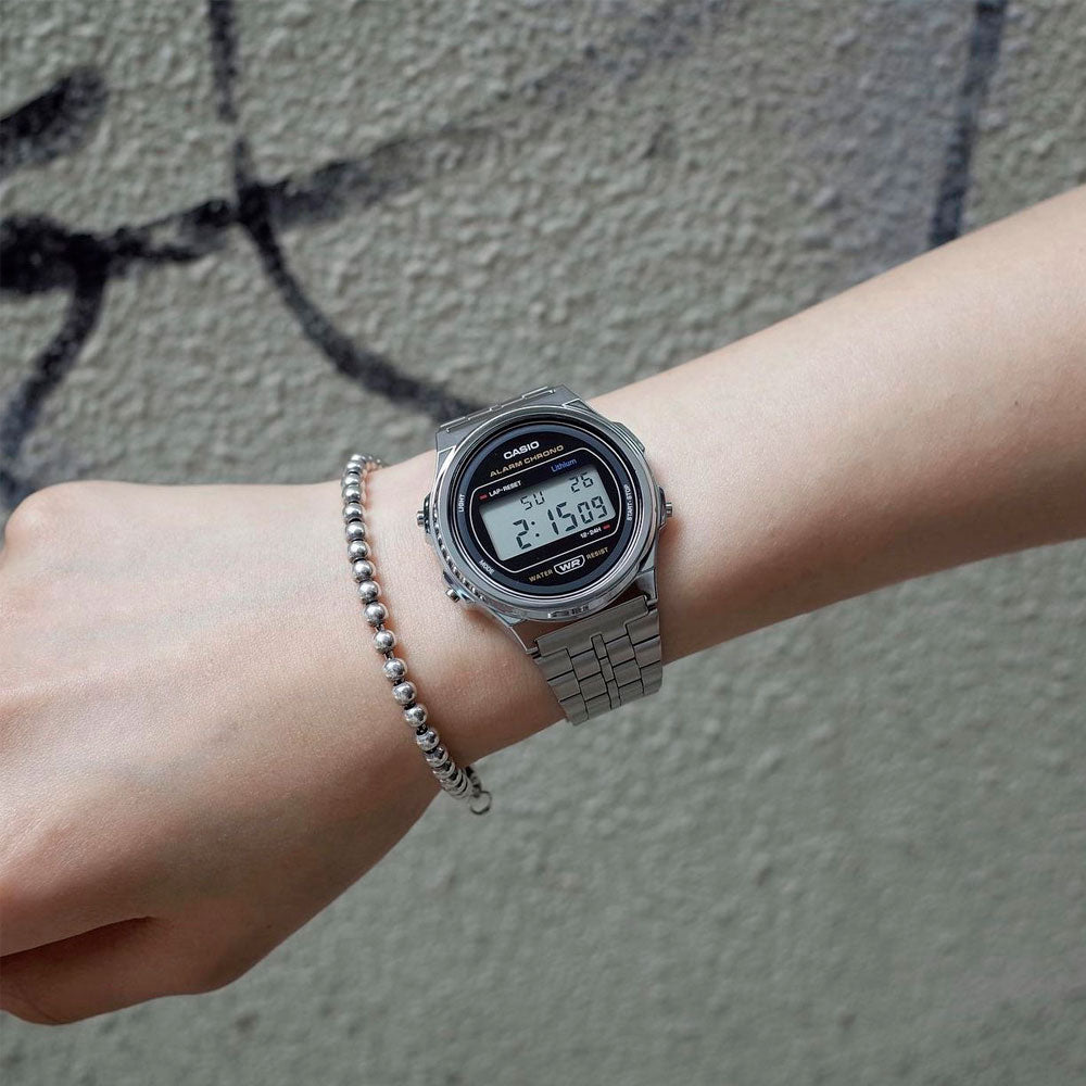 Reloj Casio Vintage A171WE-1ADF Circular Plateado - Dando la Hora