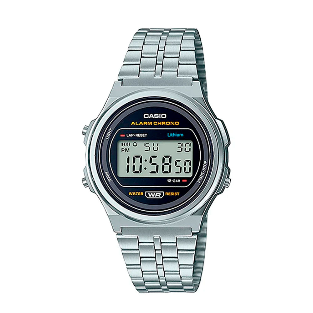 Reloj Casio Vintage A171WE-1ADF Circular Plateado - Dando la Hora