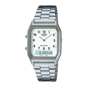 Reloj Casio Vintage AQ-230A-7BMQ Plateado Números - Dando la Hora