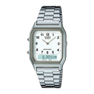Reloj Casio Vintage AQ-230A-7BMQ Plateado Números - Dando la Hora