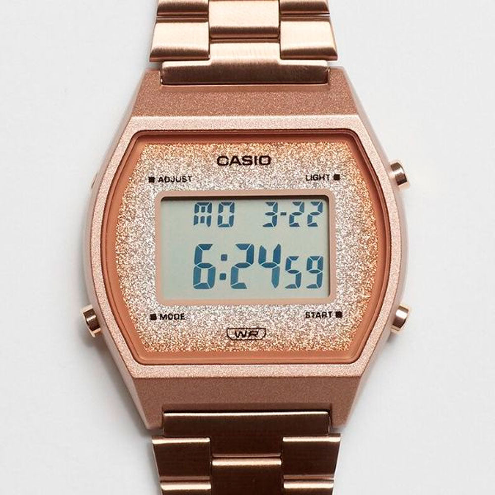 Reloj Casio Vintage B640WCG 5DF Rosado Metalico Glitter Dando la Hora Dando La Hora