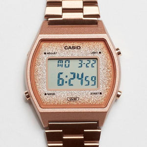 Reloj Casio Vintage B640WCG-5DF Rosado Metálico Glitter