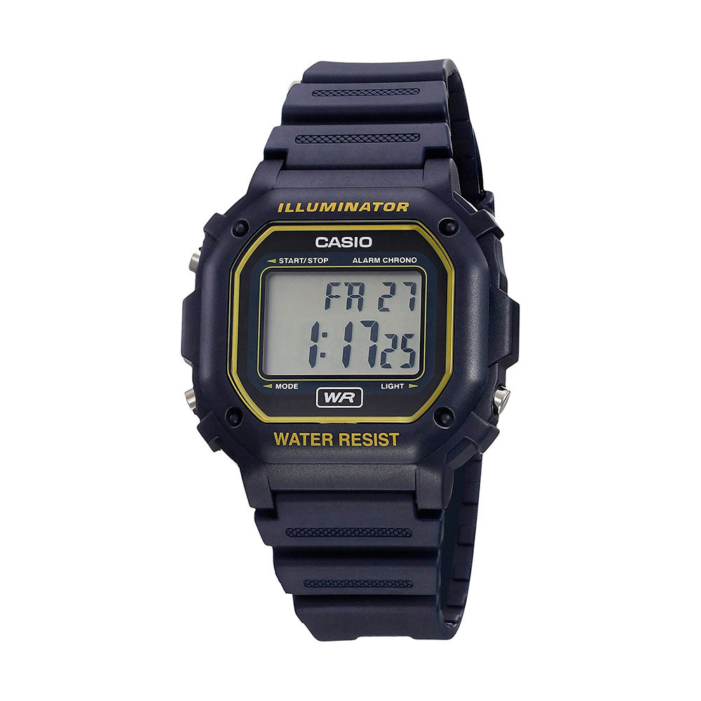 Reloj Casio Vintage F-108WH-2A2CF Azul Líneas Amarilla - Dando la Hora