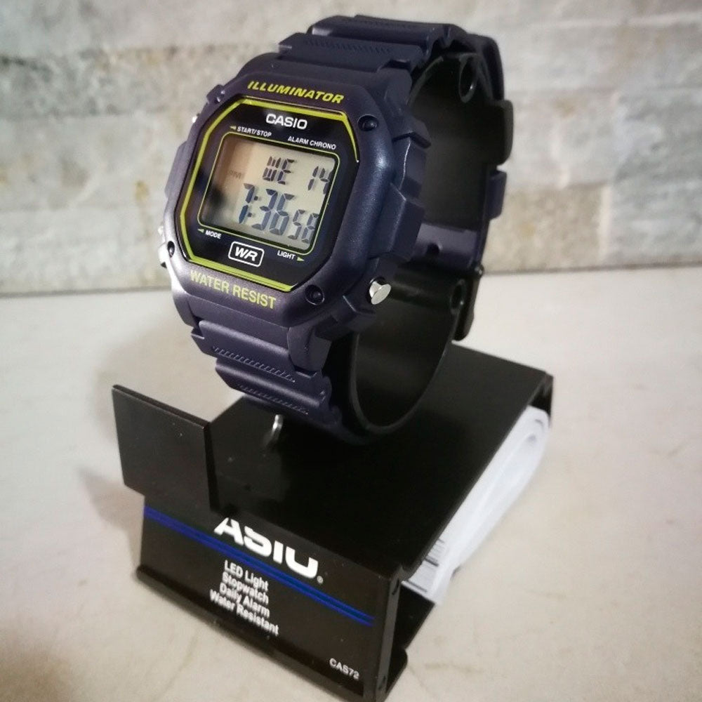 Reloj Casio Vintage F-108WH-2A2CF Azul Líneas Amarilla - Dando la Hora