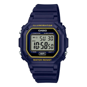 Reloj Casio Vintage F-108WH-2A2CF Azul Líneas Amarilla - Dando la Hora