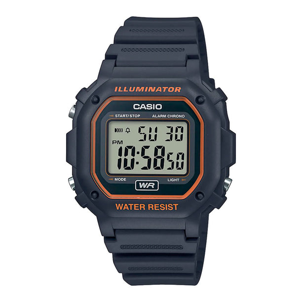 Reloj Casio Vintage F-108WH-8A2CF Gris Líneas Naranjas - Dando la Hora