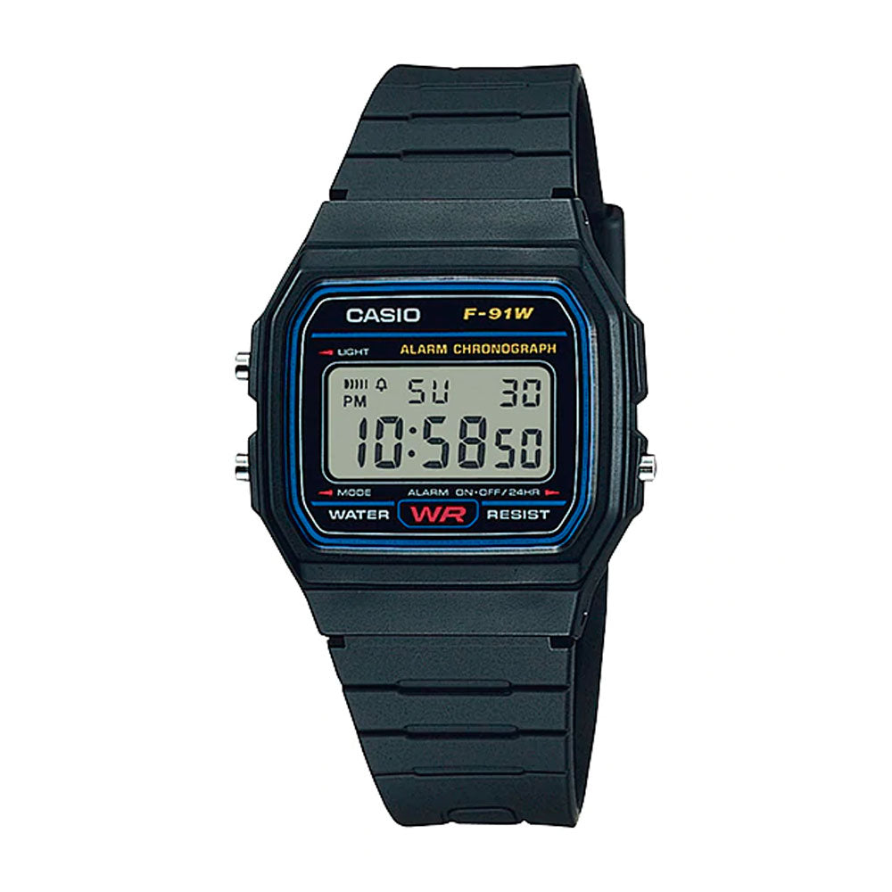 Reloj Casio Vintage F 91W 1DG Azul Negro Dando la Hora Dando La Hora