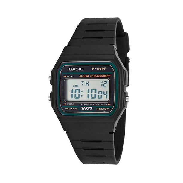 Reloj Casio Vintage F-91W-3SDG Clásico Líneas Verde - Dando la Hora