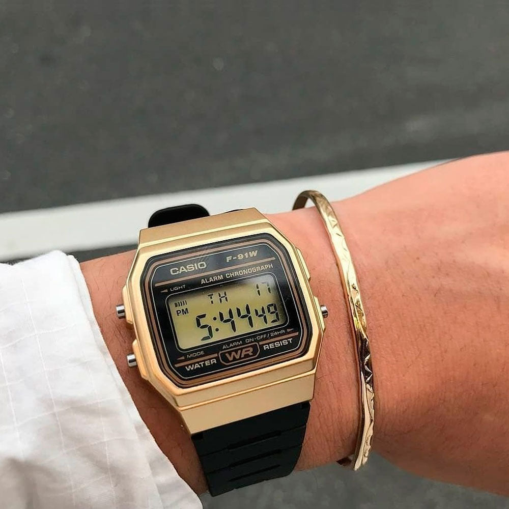 Reloj Casio Vintage F-91WM-9ADF Dorado/Negro - Dando la Hora