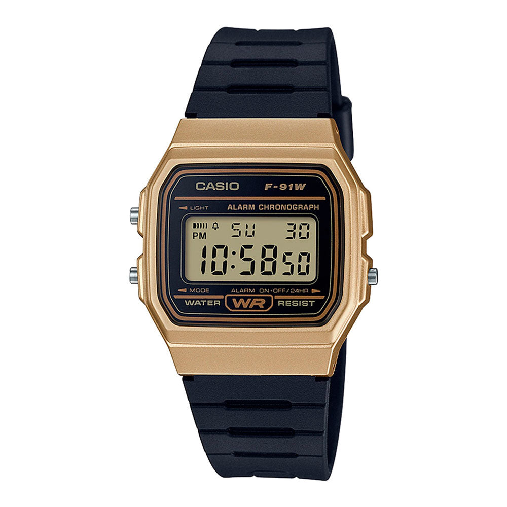 Reloj Casio Vintage F 91WM 9ADF Dorado Negro Dando la Hora Dando La Hora