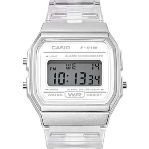 Reloj Casio Vintage F-91WS-7DF Blanco Transparente - Dando la Hora