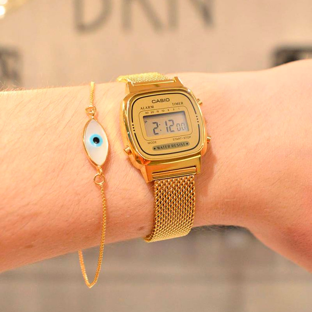 Casio La670wga Casio Original Dorado Reloj Casio LA-670WGA-9 Para